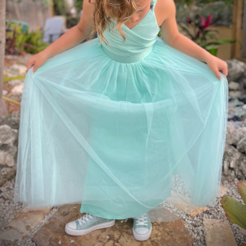 Girls' Formal Mint Tulle Dress - Picture 6 of 6